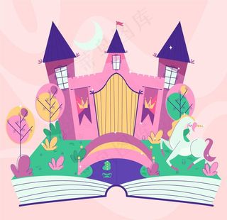 矢量古典童话城堡图片
