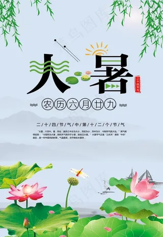 大暑荷花海报图片