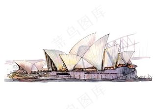 世界名胜古迹水彩插画图片