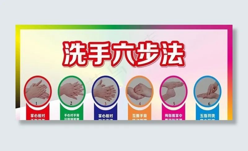 洗手六步法 正确洗手去细菌图片cdr矢量模版下载