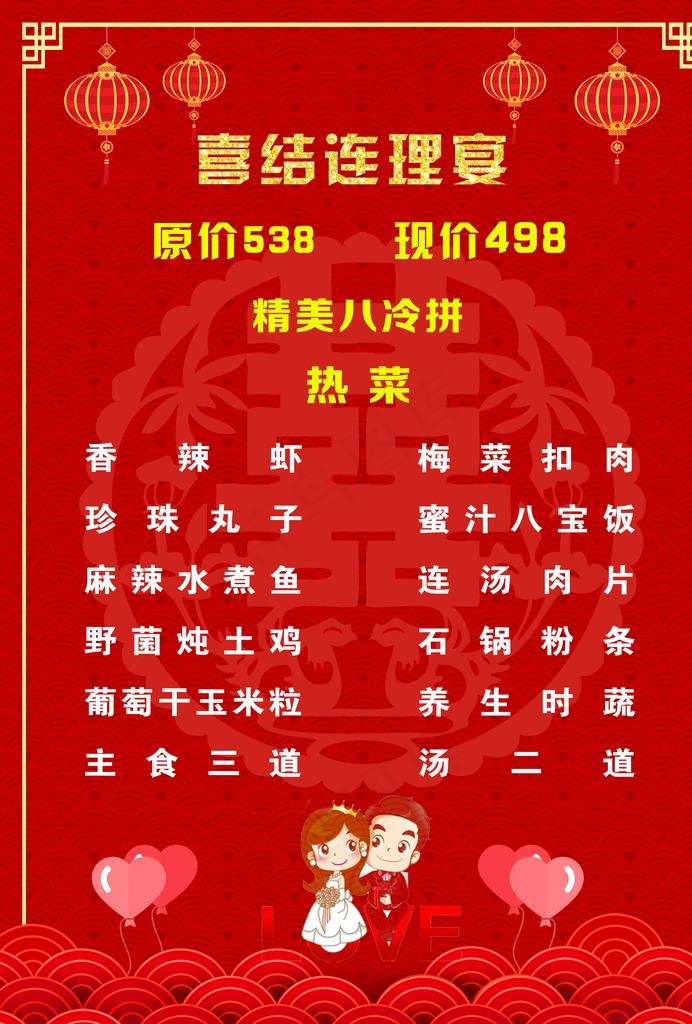 婚宴菜单图片psd模版下载