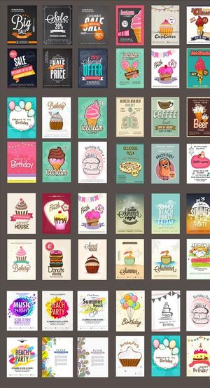 欧美风生日派对甜点DM单页图片