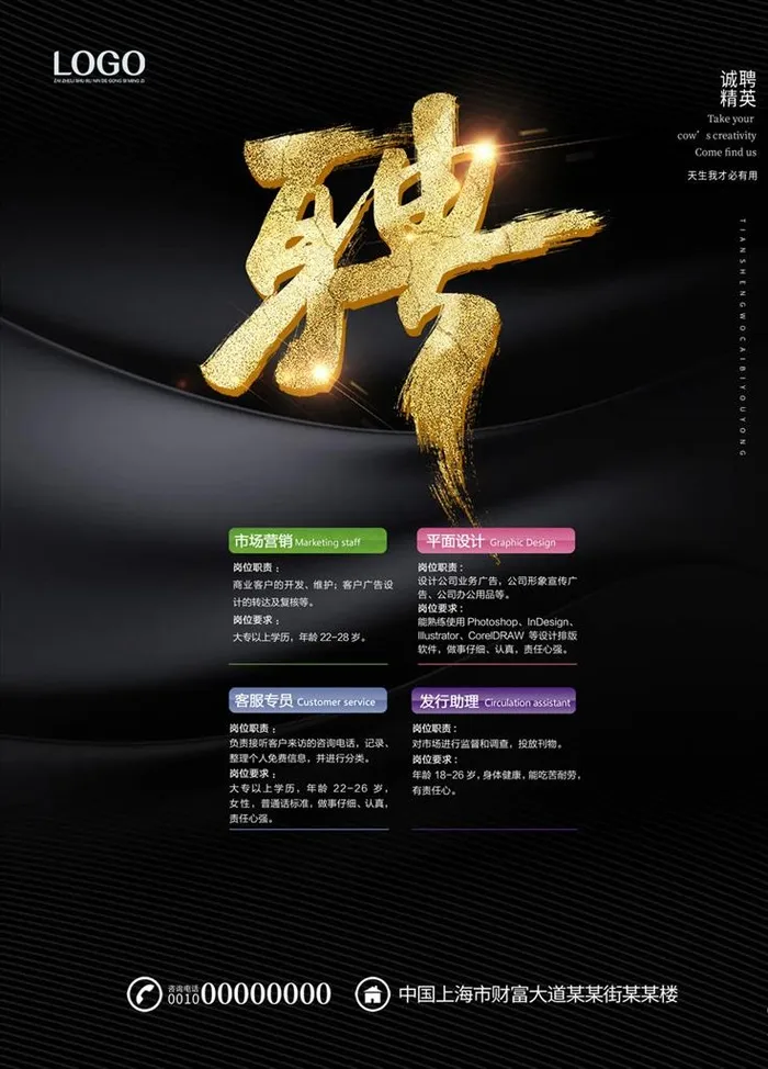 招聘海报图片(3543X4724(DPI:150))psd模版下载