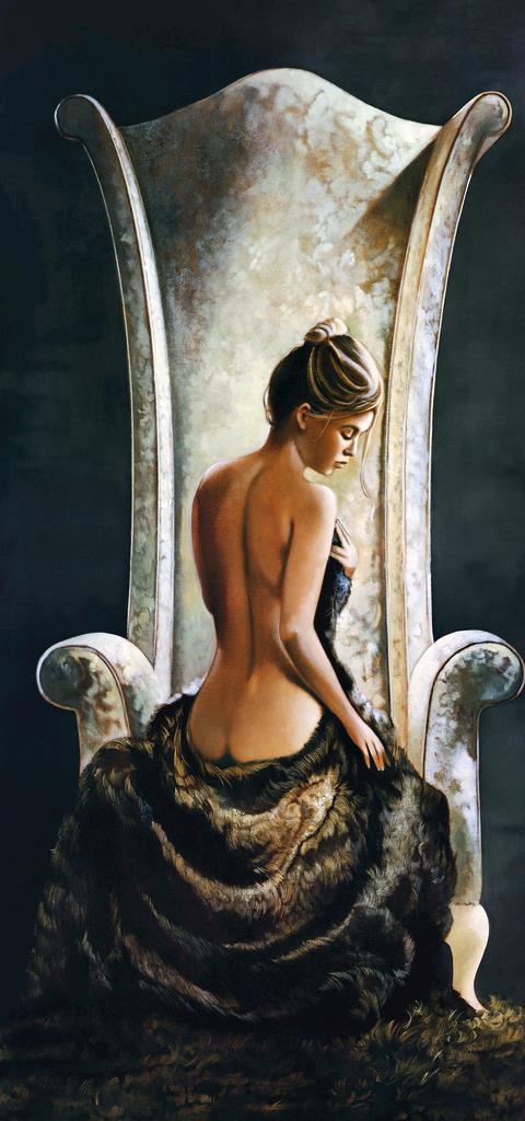 美女玄关油画图片