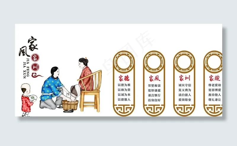家风家训文化墙图片cdr矢量模版下载