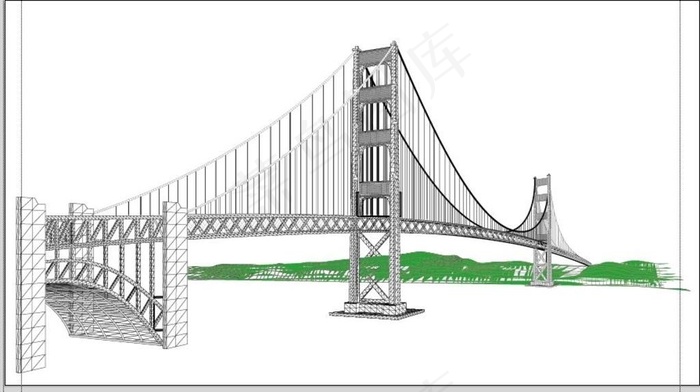 美国金门大桥矢量图图片ai矢量模版下载
