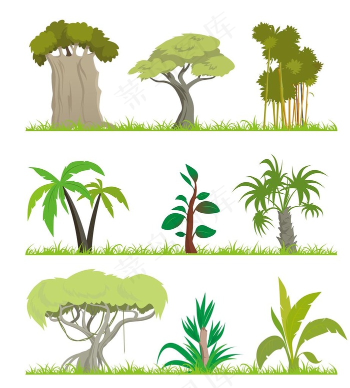 卡通树木图片ai矢量模版下载