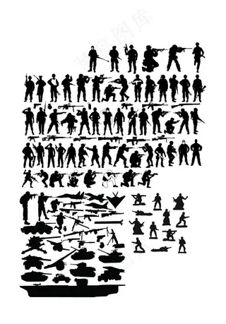 最全的军事枪战对战人物剪影图片