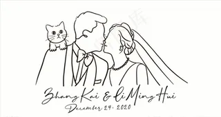 男女亲吻额头肩头站猫猫图片