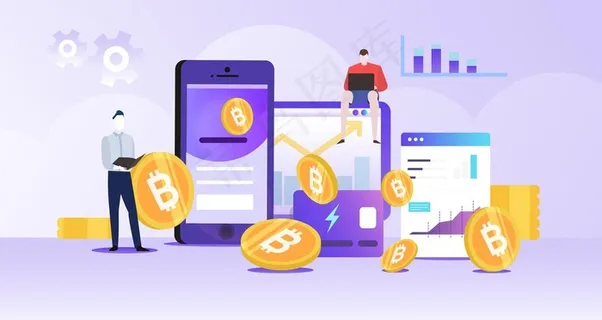 扁平风金融比特币商业插画图片