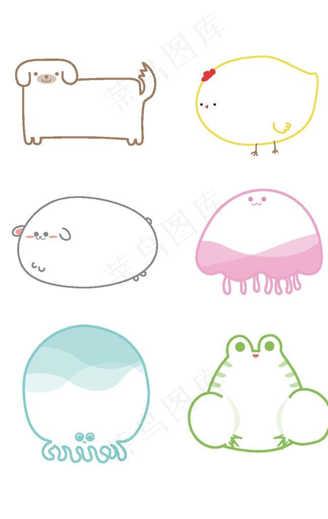 卡通可爱动物气泡边框元素图片