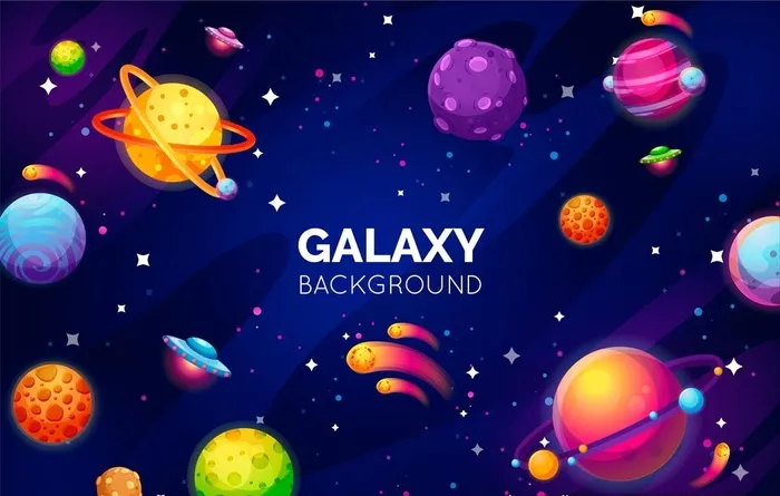 可爱卡通宇宙星球主题插画背景图片