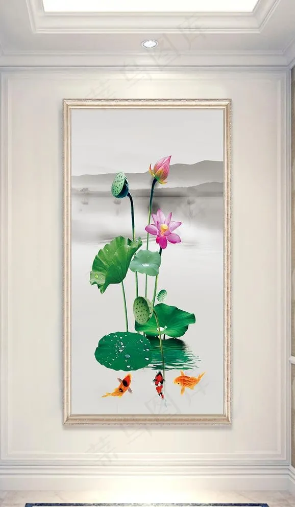 荷花玄关图片(3402X6803(DPI:72))psd模版下载