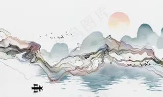 中国风新中式山水画图片