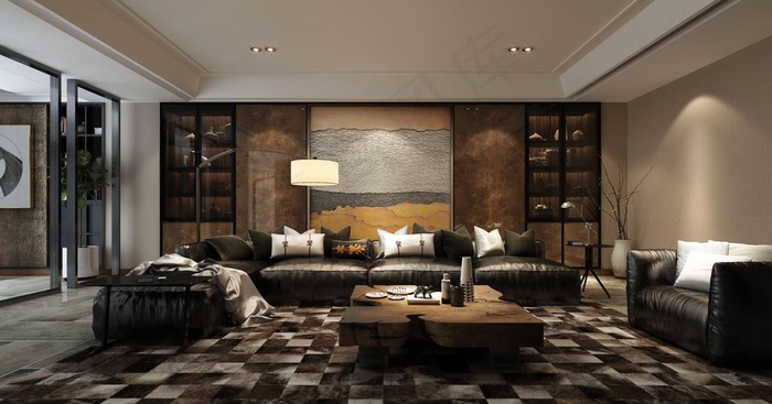 轻奢风格客厅室内效果图图片