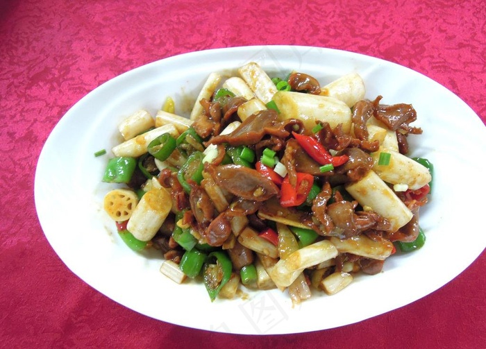 泡藕带炒鸡杂图片