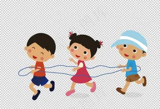 手绘玩游戏的孩子免抠元素图片