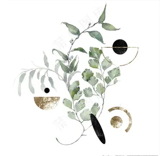 小清新水彩植物树枝图片