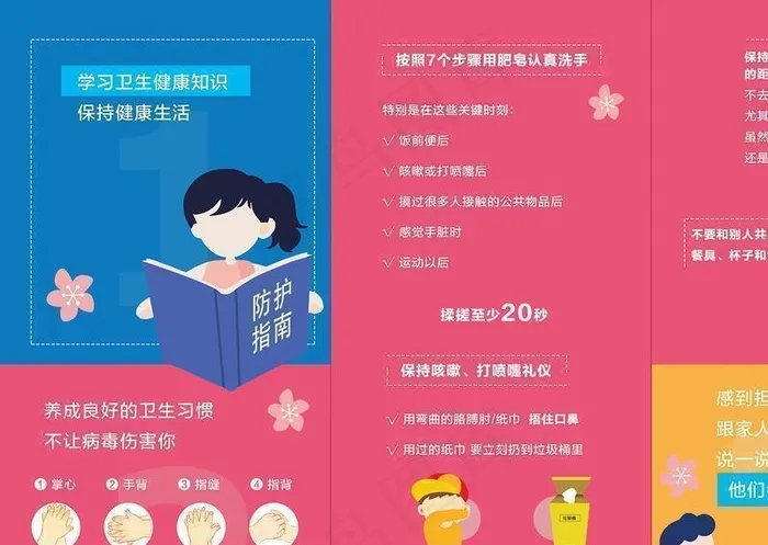 校园疫情防控安全返校三折页图片(3437X2551(DPI:300))psd模版下载