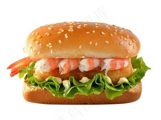 鲜虾鸡肉汉堡图片