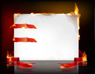 动感燃烧的火焰纸张卡片背景图片