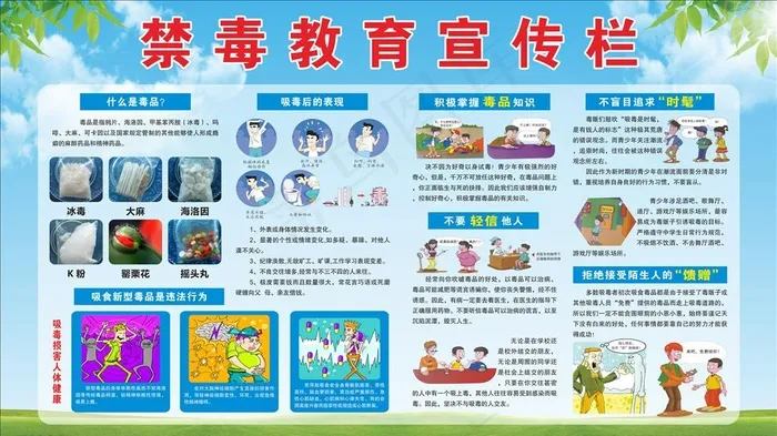禁毒教育宣传栏图片(210X297)cdr矢量模版下载