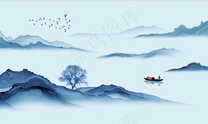 中式抽象山水图片(9071X5669(DPI:72))psd模版下载