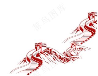 线条长城矢量线稿图片