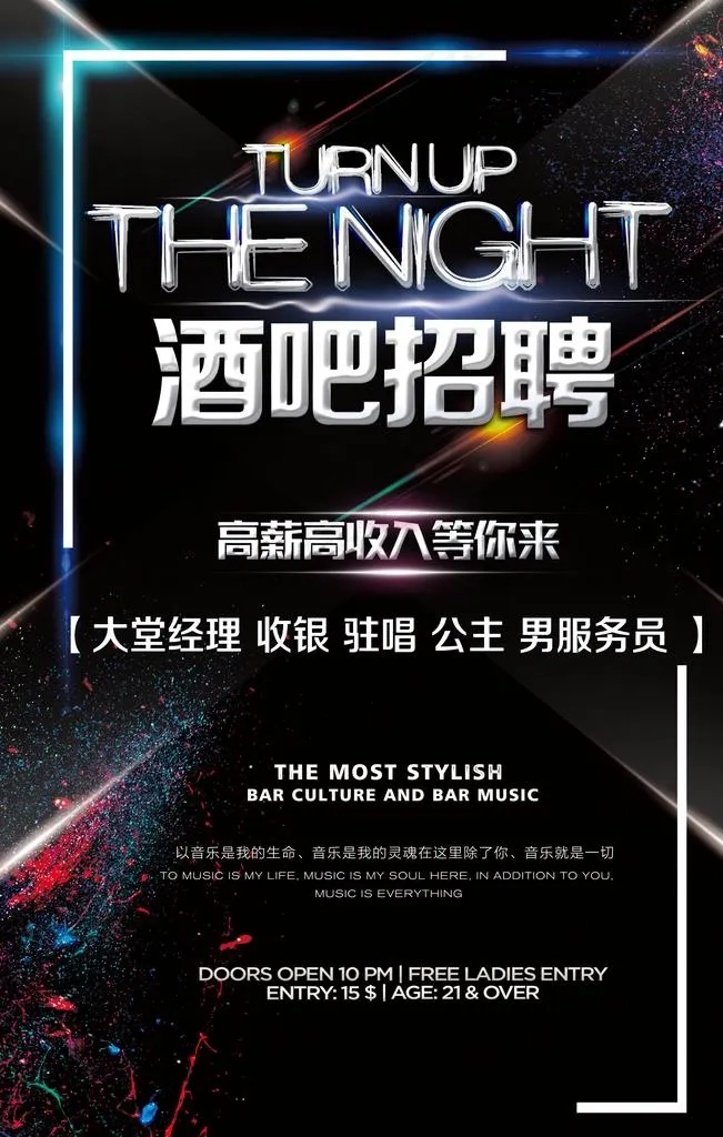 酒吧招聘图片(3543X5315(DPI:150))psd模版下载