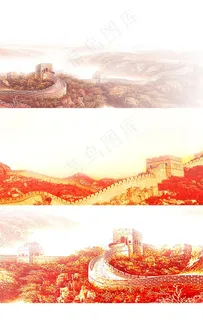 长城背景大气插画古风海报素材图片 长城背景大气插画古风海报素材图片