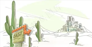 手绘线条水彩建筑风景插画图片