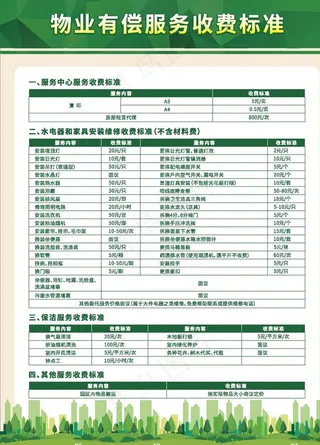 有偿服务收费标准图片