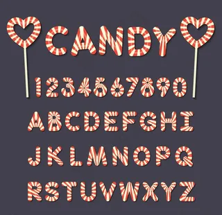 26个糖果大写字母和10个数字图片
