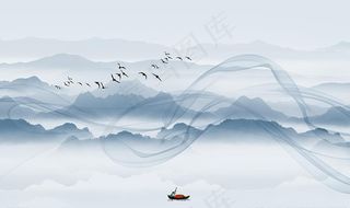 意境线条山水图片