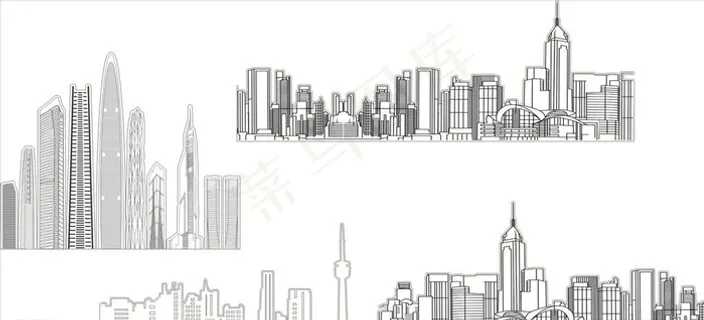高楼大厦线条图图片