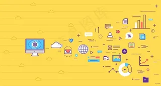 扁平矢量互联网电子图标线条插画图片