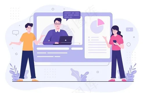 人物插图 扁平办公人物矢量插图图片