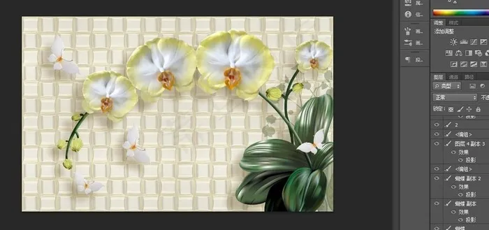 新中式3D奢华软包蝴蝶兰珠宝电图片(9071X5669(DPI:72))psd模版下载