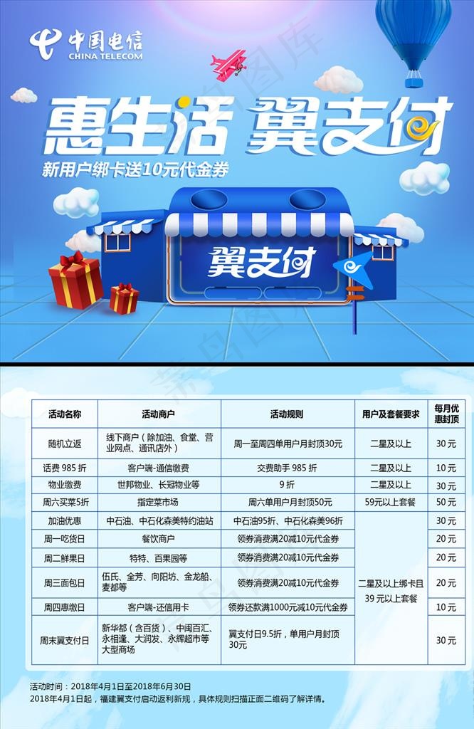 惠生活 翼支付图片psd模版下载