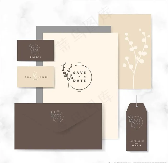 文艺的北欧风信纸和信封图片ai矢量模版下载