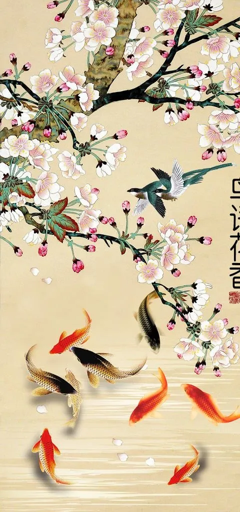 鸟语花香图片(3402X6803(DPI:72))psd模版下载