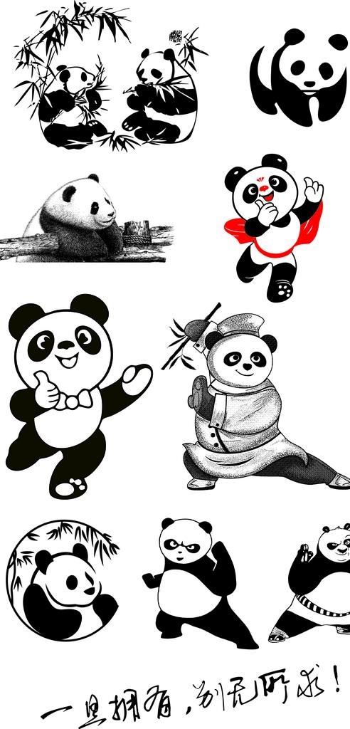 熊猫图片cdr矢量模版下载