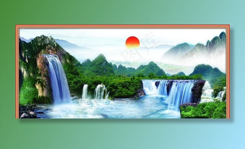 山水画图片(7303X3445(DPI:70))psd模版下载