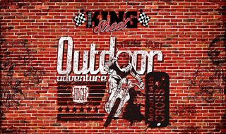 摩托赛车复古砖背景墙图片