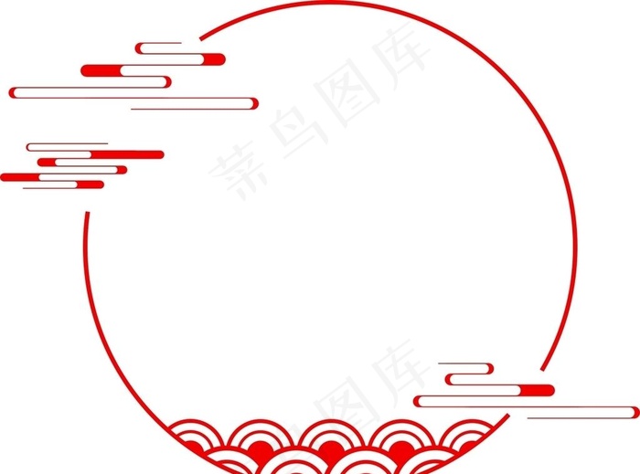 圆形中式祥云边框图片cdr矢量模版下载
