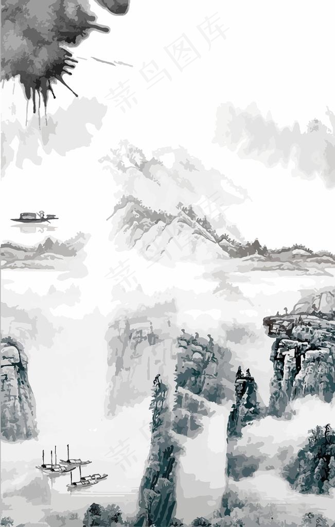 国画图片ai矢量模版下载