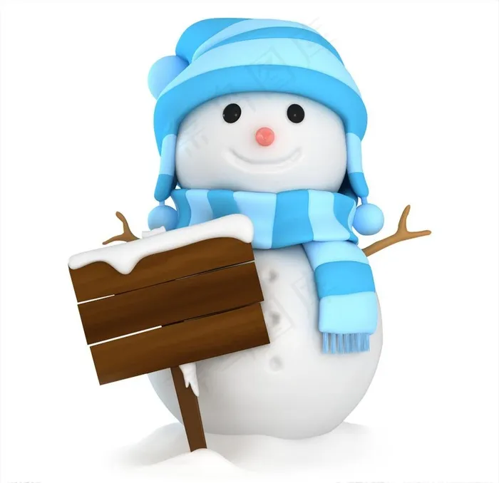 拿牌的雪人图片psd模版下载