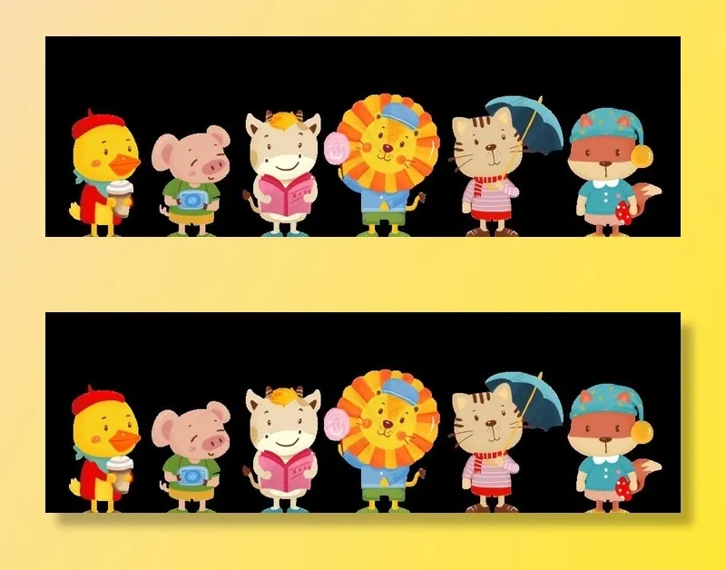 卡通动物图片(10230X3548(DPI:300))psd模版下载