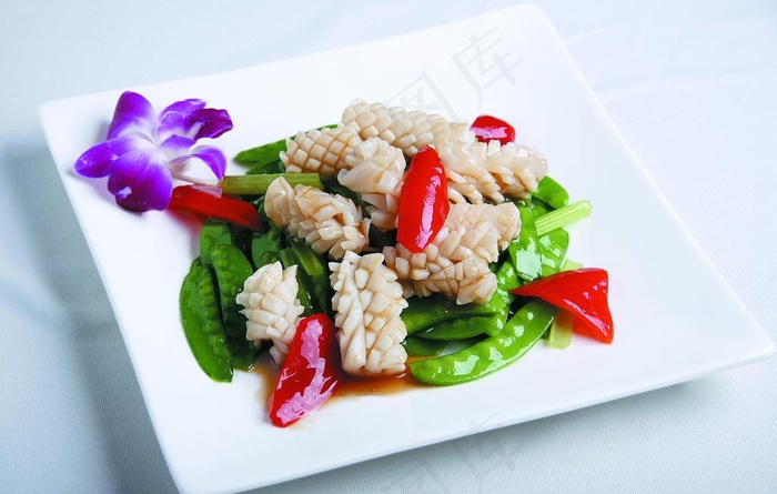 荷兰豆炒鱿鱼图片