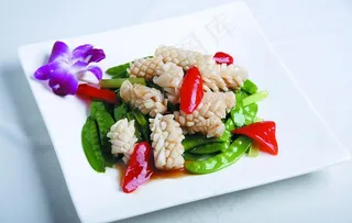 荷兰豆炒鱿鱼图片